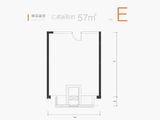 鸿坤七星长安_E户型 建面57平米