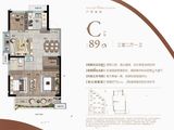 招商君雍璟府_3室2厅1卫 建面89平米